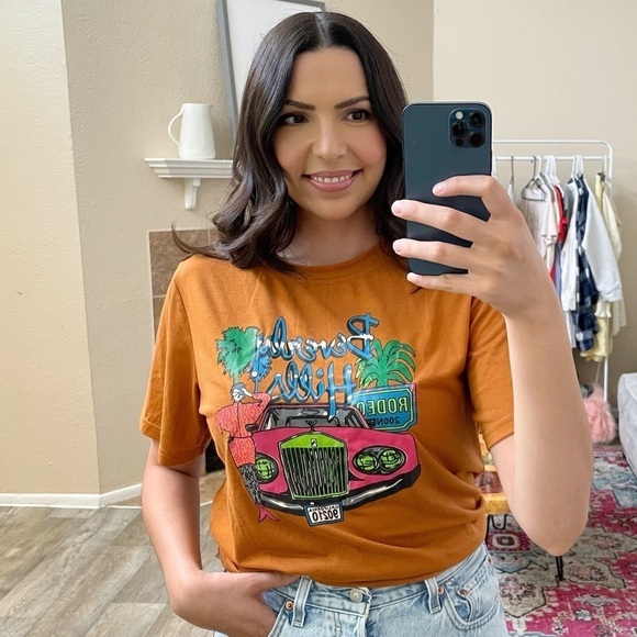 Retro Beverly Hills Crew Neck Graphic Tee - Picture 1 of 6